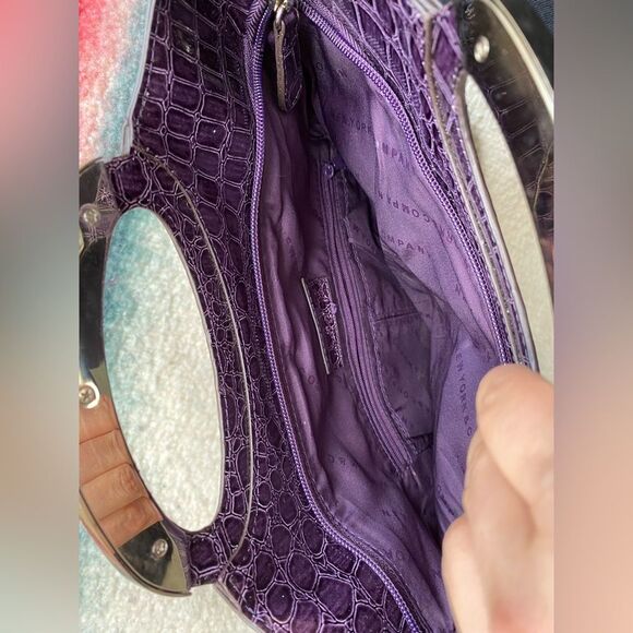 Vintage Y2K New York & Co Purple Faux Crocodile Handbag & Clutch - Picture 6 of 6